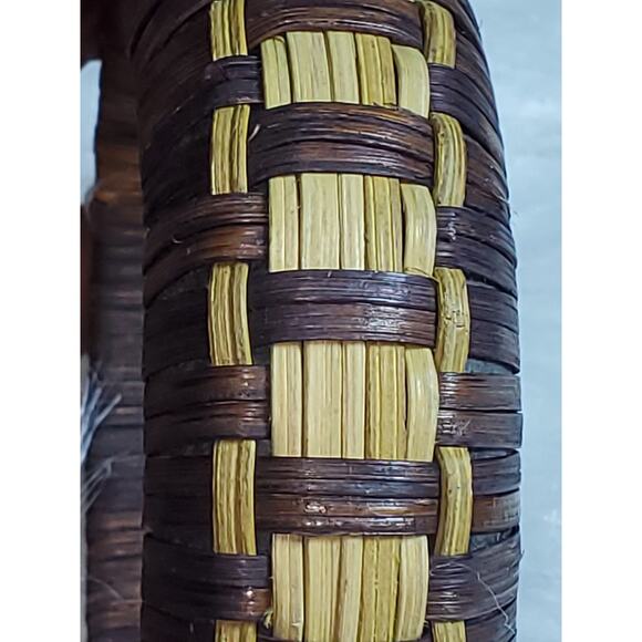 NEW Women's Brown Wicker Braid Handwoven Rattan Bangle Bracelet - Picture 3 of 3